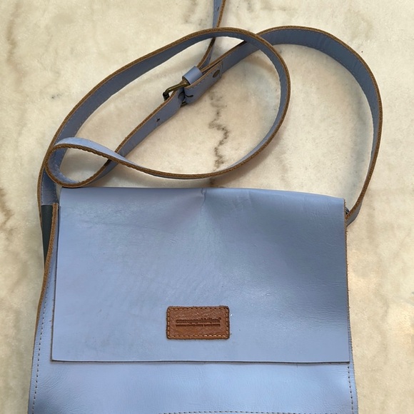 Blue Leather Crossbody Bag